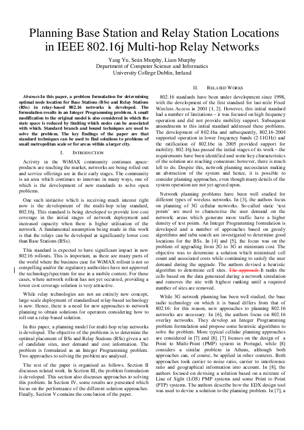 (PDF) Planning Base Station and Relay Station Locations in IEEE 802.16j