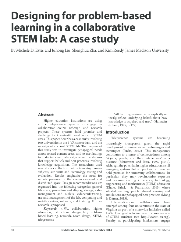 Designing for problem-based learning in a collaborative STEM lab: A ...
