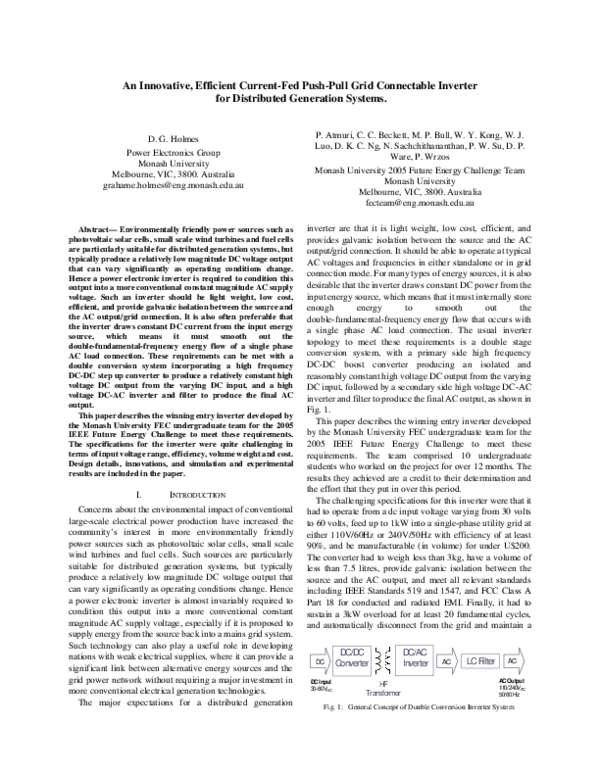 (PDF) An Innovative, Efficient Current-Fed Push-Pull Grid Connectable ...