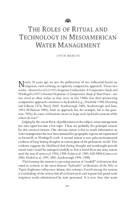 (PDF) 2006 The Roles of Ritual and Technology in Mesoamerican Water