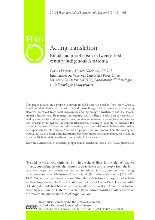 (PDF) Acting translation: Ritual and prophetism in 21st century ...