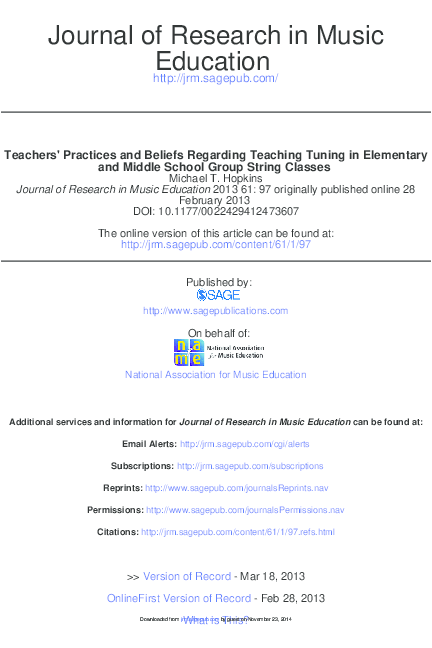 (PDF) On behalf of: National Association for Music Education