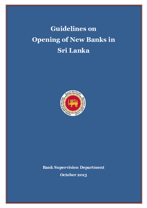 (PDF) Guidelines on Opening of New Banks in Table of Contents