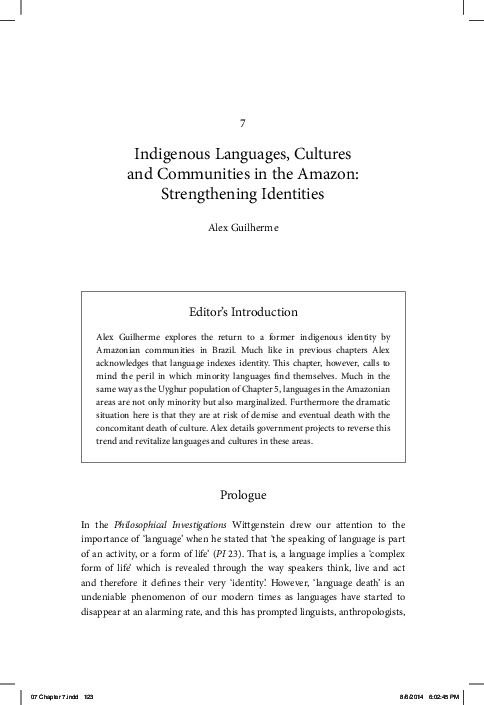 (PDF) Indigenous Languages, Cultures and Communities in the Amazon ...