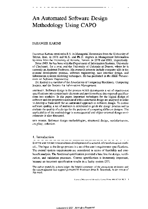 An Automated Software Design Methodology Using CAPO