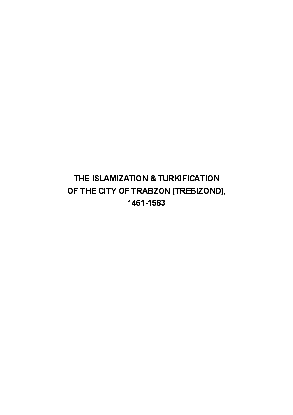Pdf Islamization Turkification Of City Of Trabzon Book Eng Heath Lowry Academia Edu
