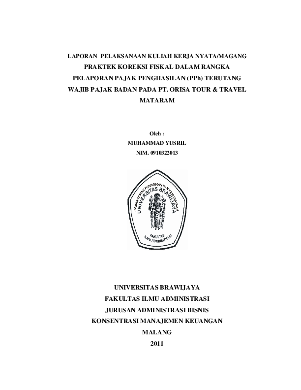 Contoh Judul Laporan Pkl Administrasi Perkantoran Nusagates