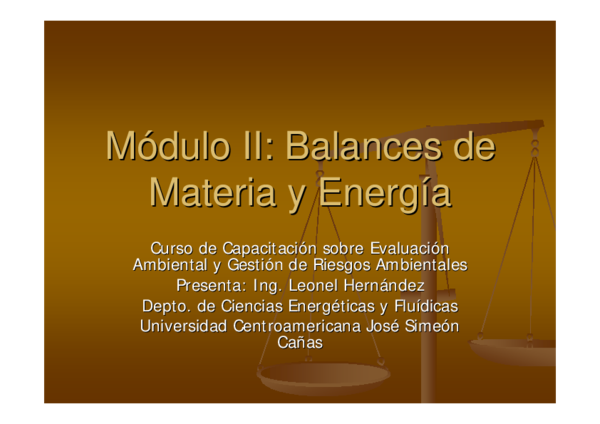 (PDF) Módulo II: Balances de Materia y Energía