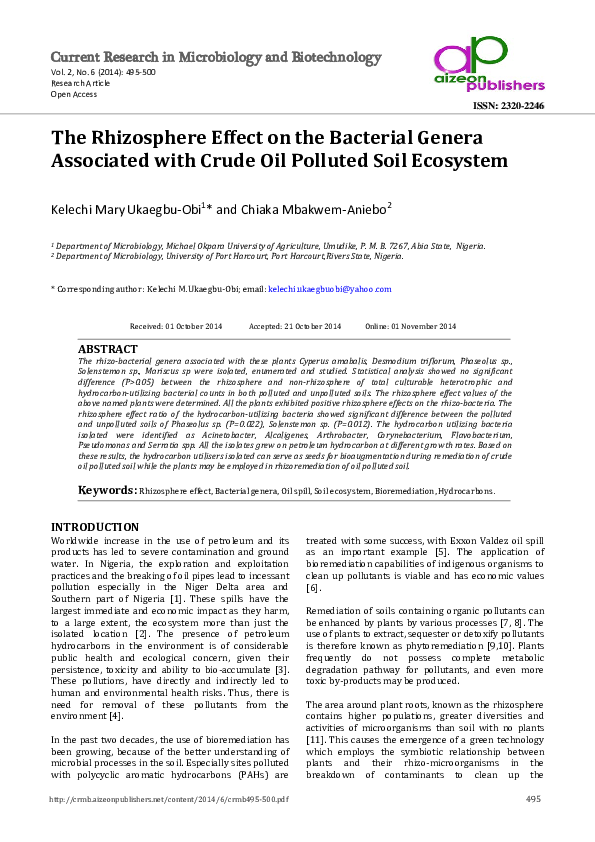 (PDF) The Rhizosphere Effect on the Bacterial Genera Associated with ...