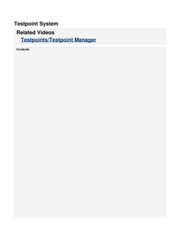 (PDF) Testpoint System Related Videos Testpoints/Testpoint Manager Contents