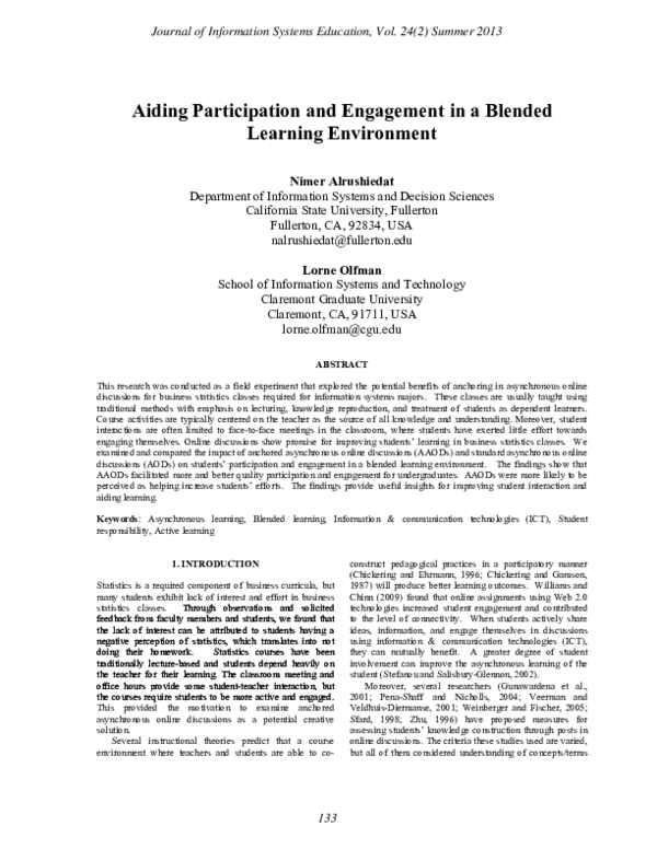 (PDF) Aiding Participation and Engagement in a Blended Learning Environment