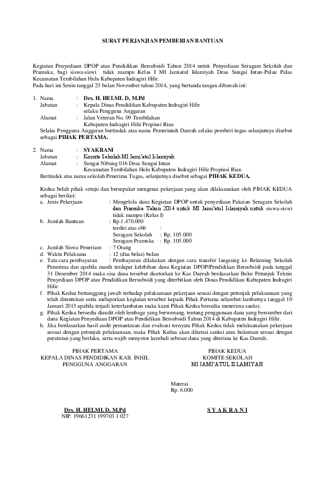 Contoh Surat Mou Sekolah Dengan Desa Nusagates