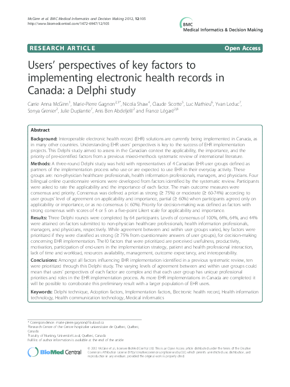 (PDF) Impact of electronic medical record on physician practice in ...