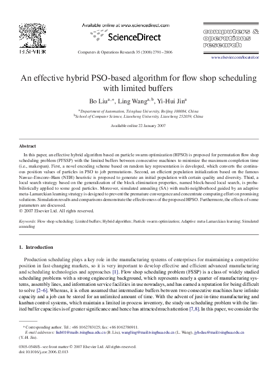 (PDF) An effective hybrid PSO-based algorithm for flow shop scheduling ...