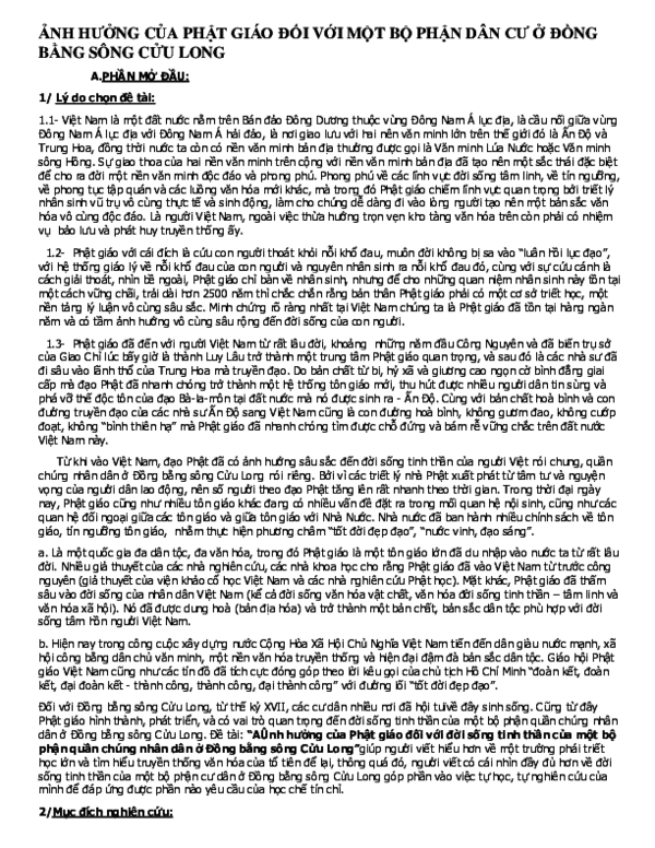 ẢNH HƯỞNG CỦA PHẬT GIAO DỐI VỚI MỘT BỘ PHẬN DAN CƯ