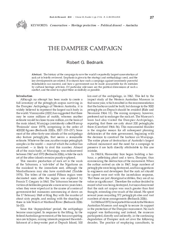 (PDF) THE DAMPIER CAMPAIGN Robert Bednarik Academia.edu