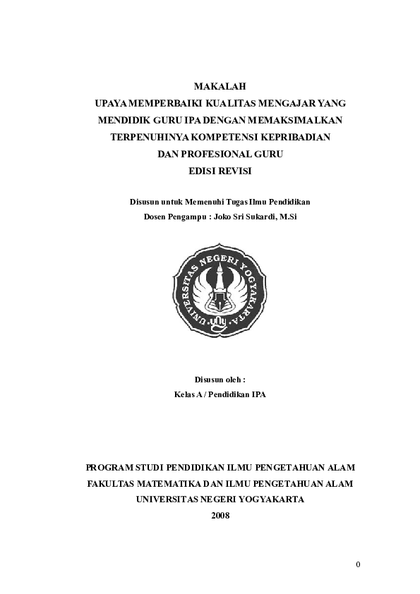 Doc Upaya Memperbaiki Kualitas Mengajar Achmed Syadillah Academia Edu