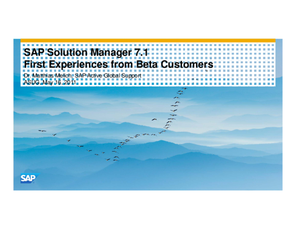 (PDF) SAP Solution Manager 7.1 First Experiences from Beta Customers