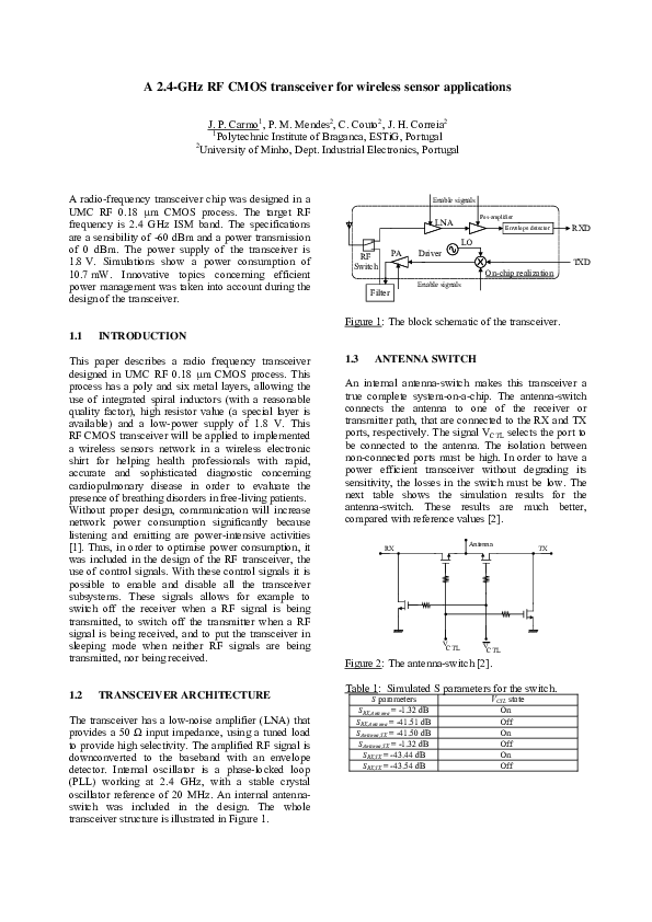 (PDF) A 2.4GHz RF CMOS transceiver for wireless sensor applications