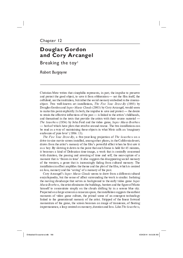 (PDF) Douglas Gordon and Cory Arcangel Breaking the Toy Robert