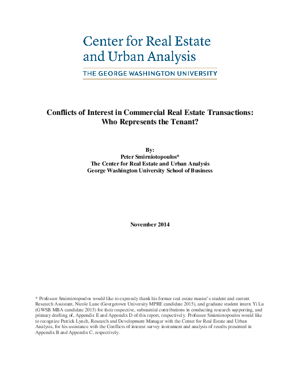 Pdf Conflicts Of Interest In Commercial Leasing Transactions Who Represents The Tenant Peter E Smirniotopoulos Academia Edu