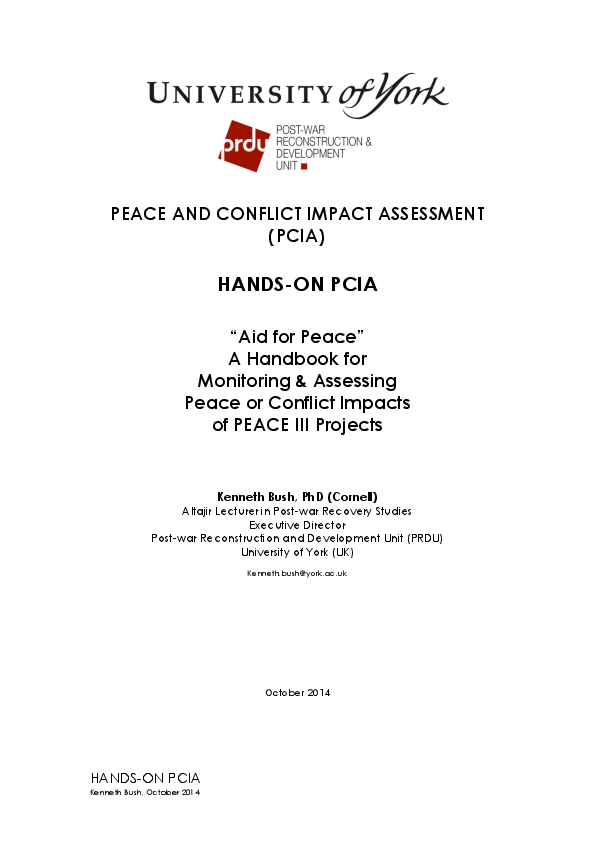 (PDF) Peace and Conflict Impact Assessment - Hands On PCIA (HANDBOOK)