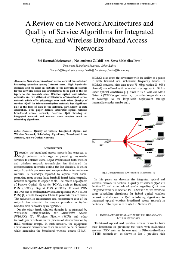 (PDF) A Review on the Network Architectures and Quality of Service ...