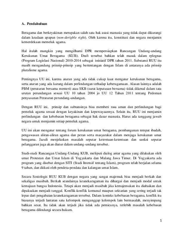 Doc Analisis Ruu Kerukunan Ummat Beragama Dedi Irawan Academia Edu