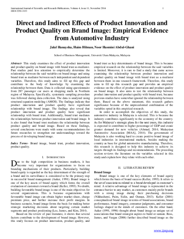(PDF) Direct and Indirect Effects of Product Innovation and Product ...