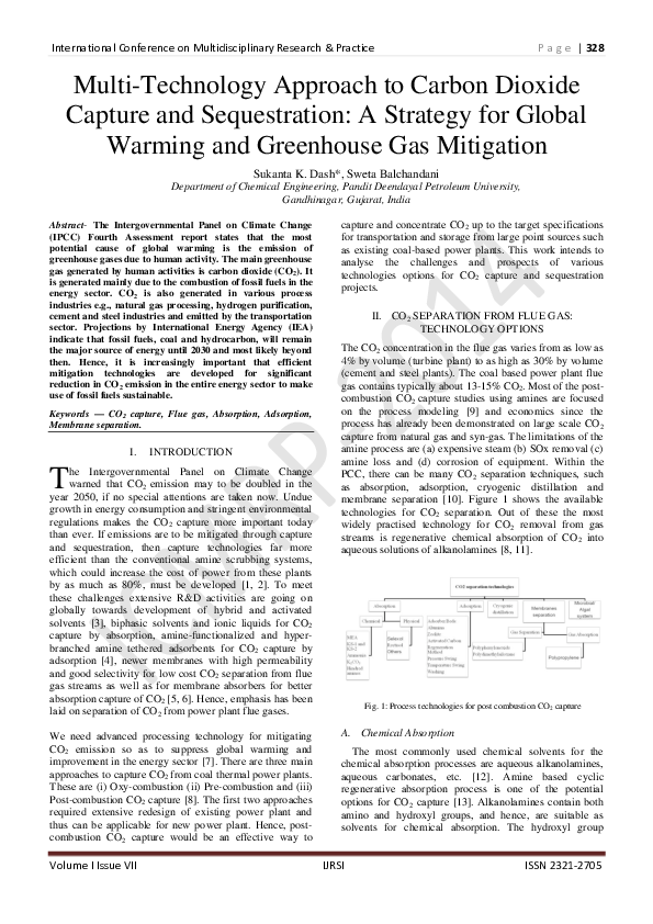 (PDF) Multi-Technology Approach to Carbon Dioxide Capture and ...