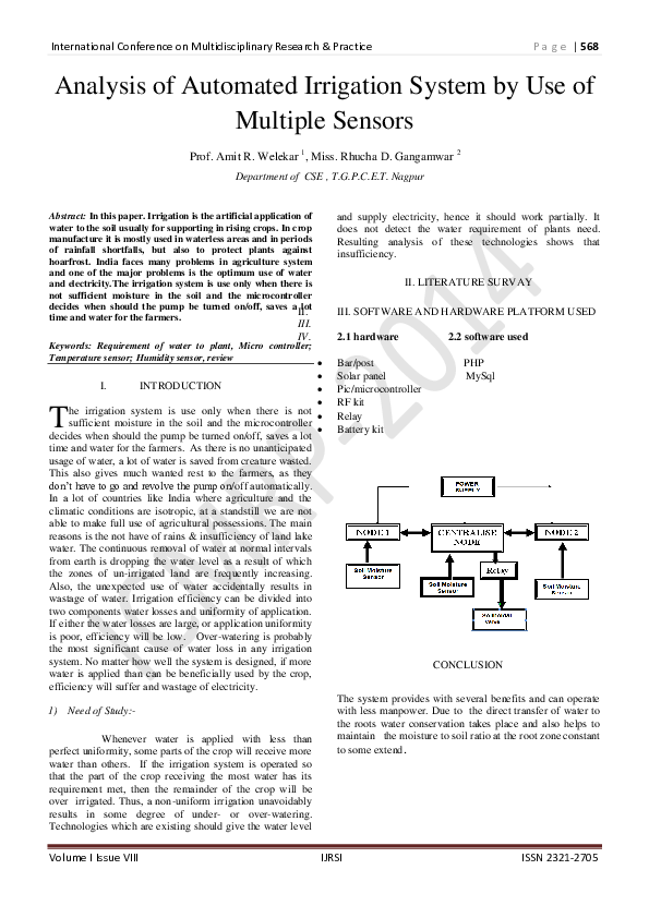 (PDF) Analysis of Automated Irrigation System by Use of Multiple