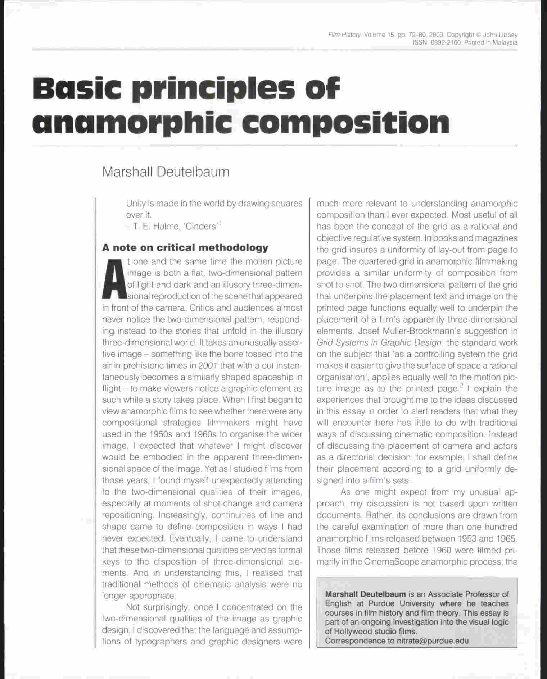 (PDF) Basic Principles of Anamorphic Composition