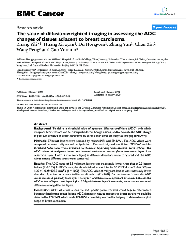 (PDF) The value of diffusion-weighted imaging in assessing the ADC ...
