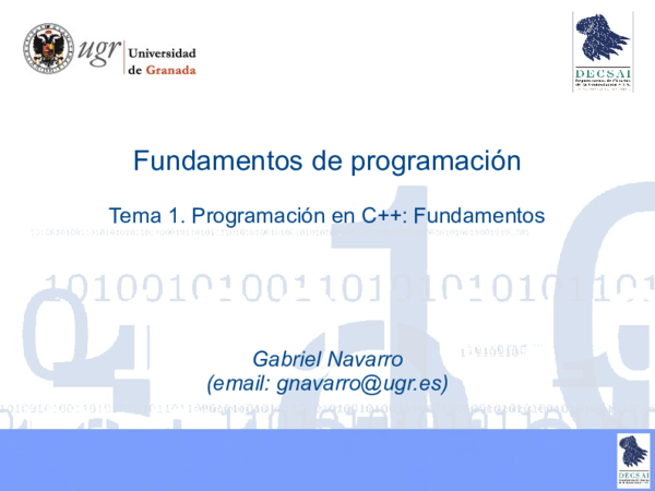 (PDF) Fundamentos de programación Tema 1. Programación en C++: Fundamentos