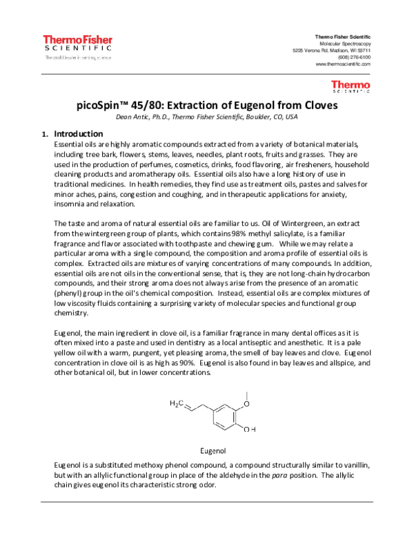 (PDF) P S45p S80ExtractionofEugenolfromCloves Sharif Neaz