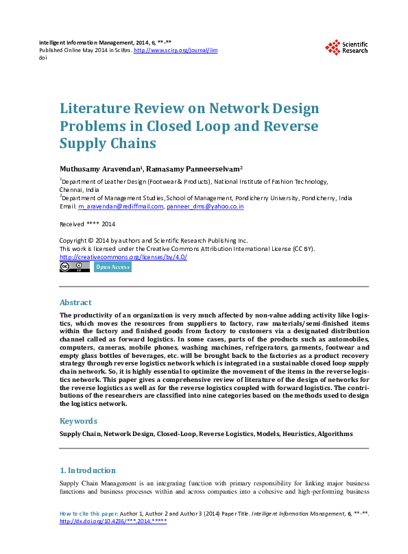 (PDF) Literature Review on Network Design Problems in Closed Loop and ...