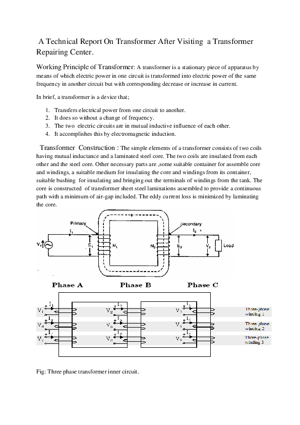 (DOC) Technical Report On Transformer After Visiting a Transformer ...