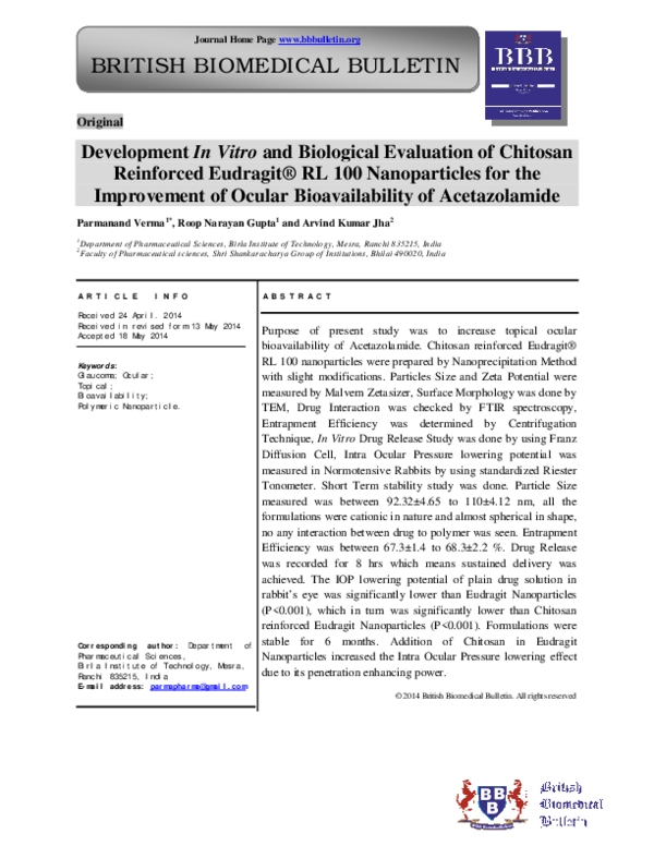 (PDF) Development In Vitro and Biological Evaluation of Chitosan ...