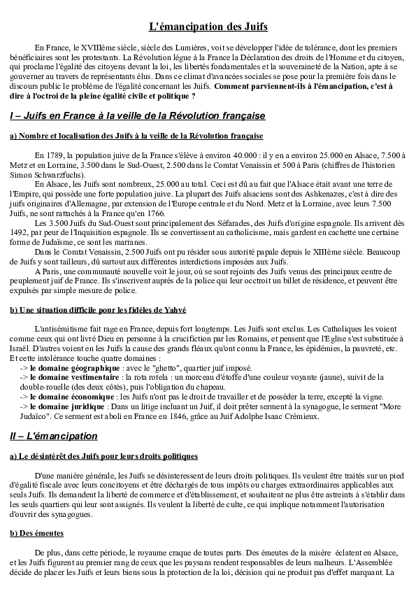 L'émancipation des Juifs