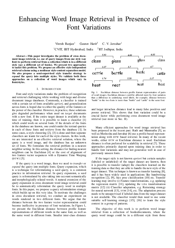 (PDF) Enhancing Word Image Retrieval in Presence of Font Variations