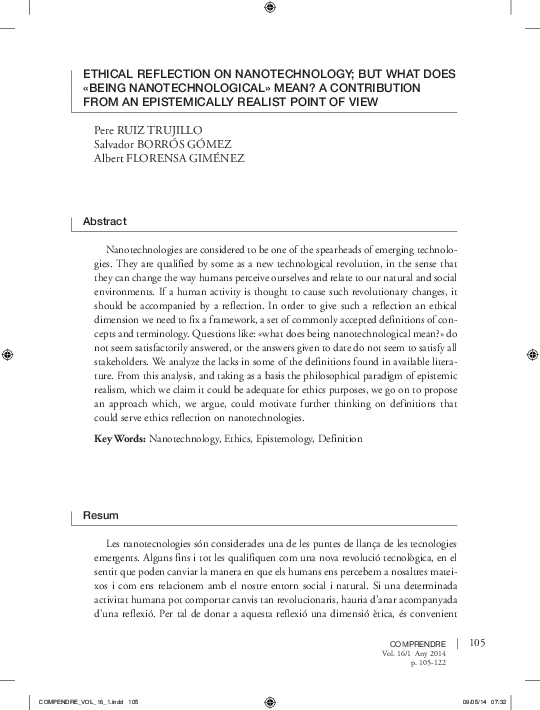  PDF ETHICAL REFLECTION ON NANOTECHNOLOGY BUT WHAT DOES BEING 