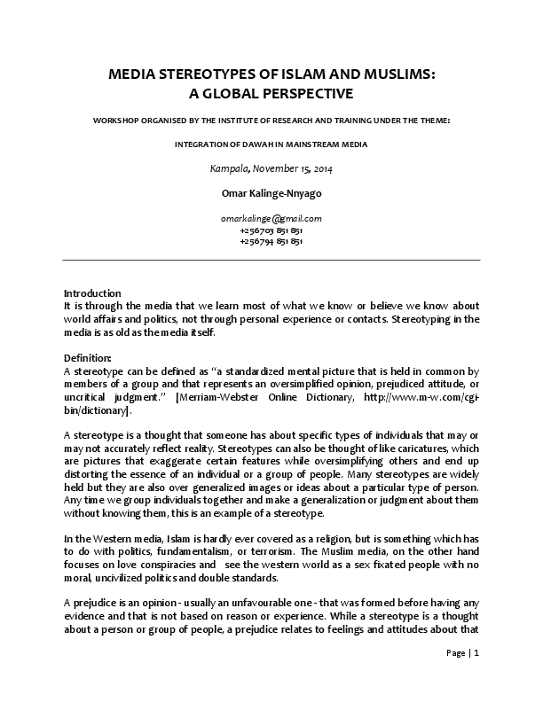 Stereotyping muslim essay image