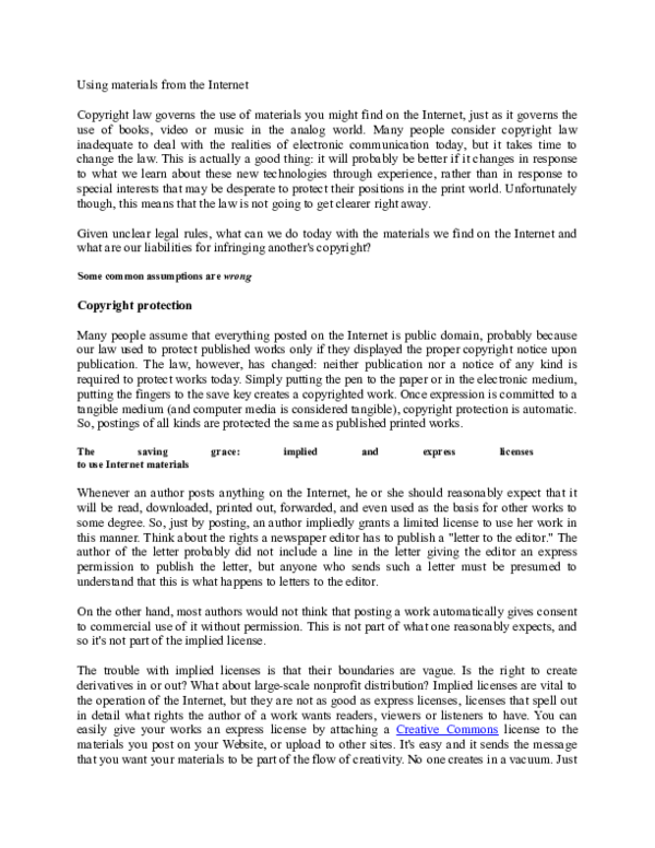 (DOC) Using materials from the Internet