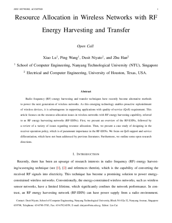 (PDF) Resource Allocation in Wireless Networks with RF Energy ...