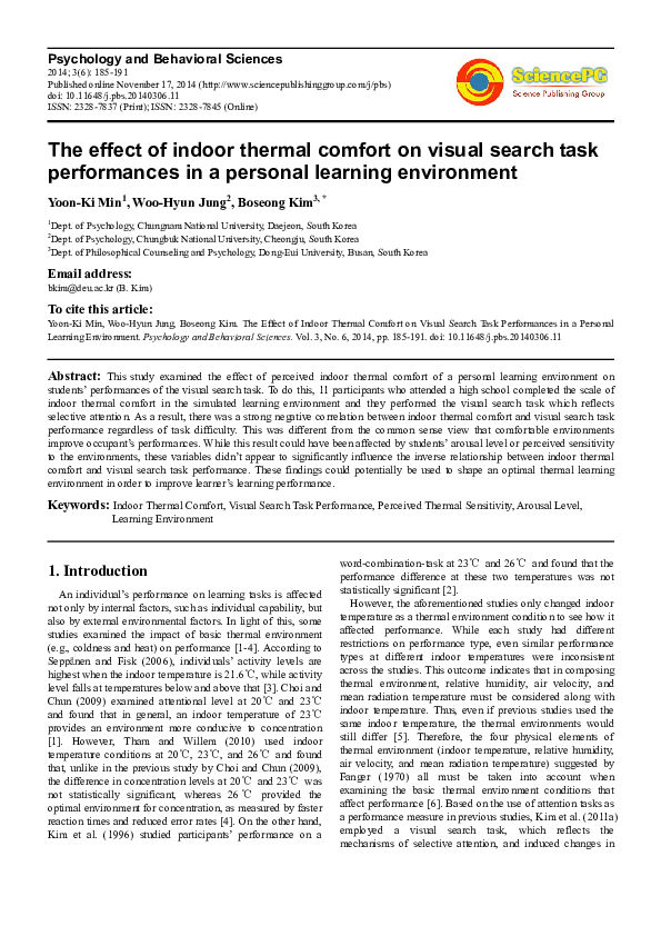 (PDF) The Effect of Indoor Thermal Comfort on Visual Search Task ...