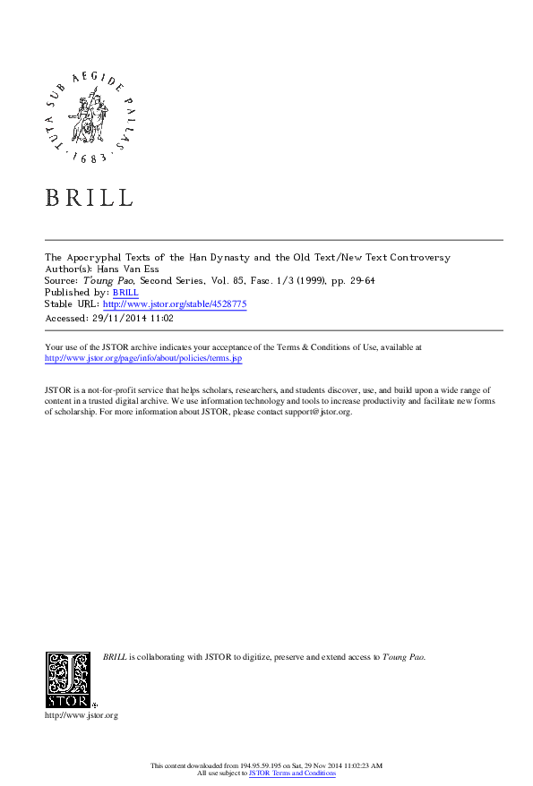 (PDF) The Apocryphal Texts of the Han Dynasty and the Old Text/New Text
