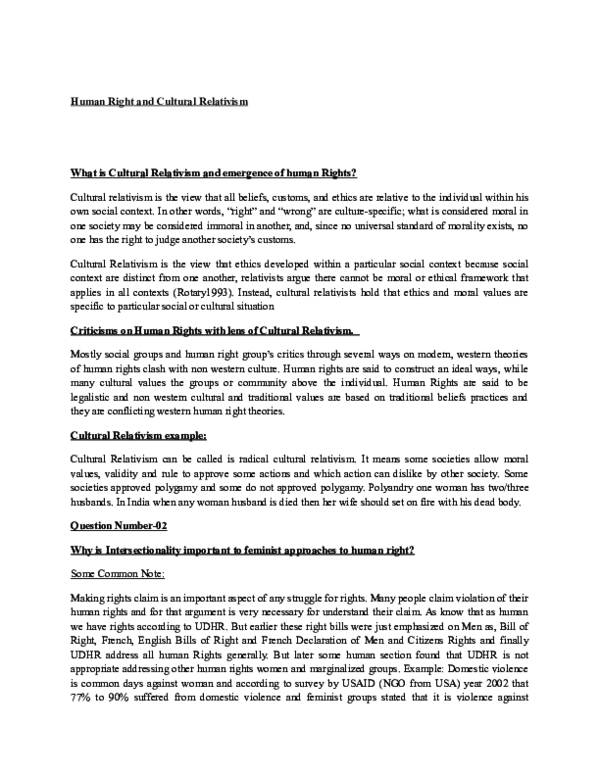 Cultural relativism and universal human rights summary picture