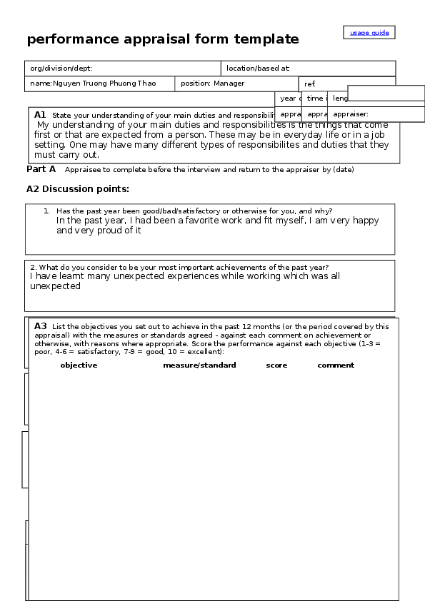 (DOC) performance appraisal form template