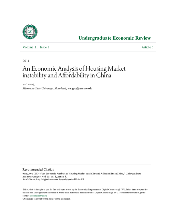 (PDF) An Economic Analysis of Housing Market instability and ...