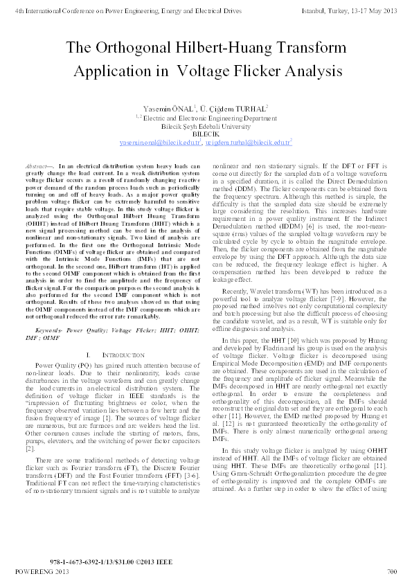 (PDF) The Orthogonal Hilbert-Huang Transform Application in Voltage ...